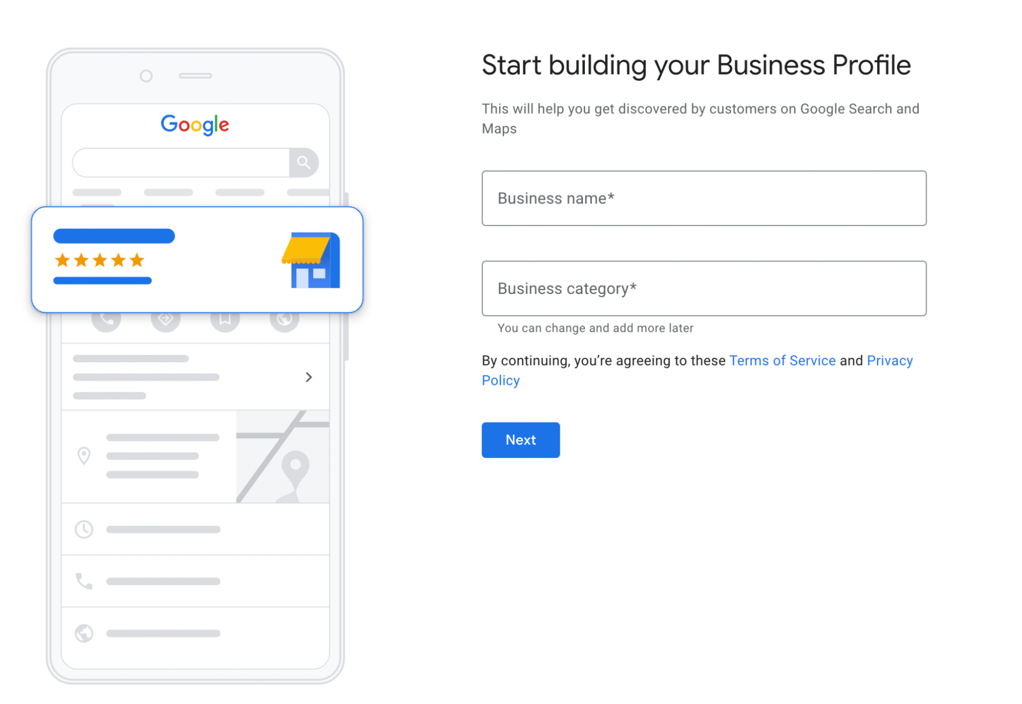 Start building your business profile